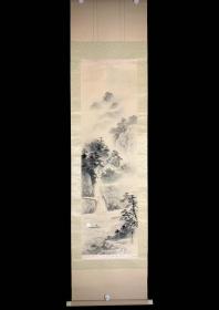 【手绘】《松山流瀑》7259书画挂轴日本回流茶道茶室字画真迹