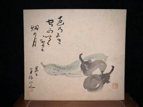 日本回流老绢本色纸3111精品纯手绘小品画中古老书画摆件