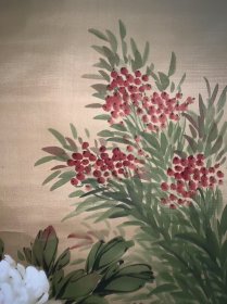 【手绘】《四季花》7472书画挂轴日本回流茶道茶室字画真迹