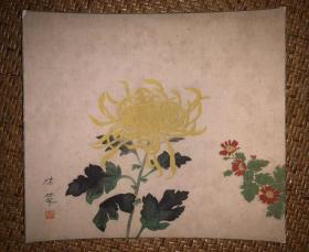 【手绘】小品字画3850日本回流色纸中古书画书房茶室茶道摆件收藏