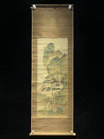 日本回流老字画荒木宽一清代人物山水3981中古真迹书画