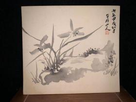 日本回流老绢本色纸3110精品纯手绘小品画中古老书画摆件