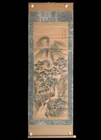 【手绘】《蓬莱山美景》7206书画挂轴日本回流字画真迹