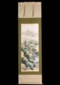 【手绘】《玉峰山水》7205书画挂轴日本回流字画真迹