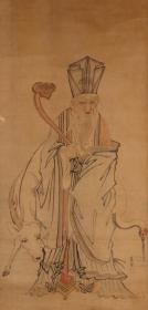 【手绘】清代白鹿寿老人6427回流老字画书房茶室中古真迹