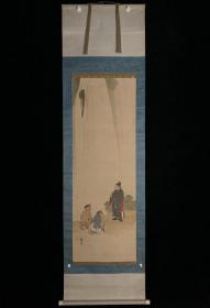 【手绘】中山秋湖瀑下人物图6007