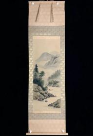 【手绘】《春雪山水》7208书画挂轴日本回流字画真迹
