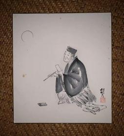 【手绘】小品字画3688日本回流色纸中古书画书房茶室茶道摆件收藏