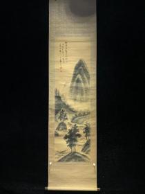 日本回流老字画清代绢本水墨山水3972中古真迹书画