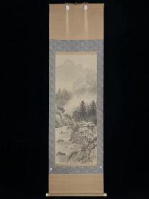 日本回流老字画绢本溪峰山水4870中古老书画书房