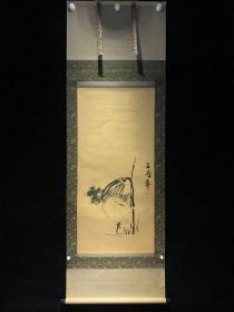 老日本画挂轴 谷文晁墨鹭图3152 江户时代日式和风装饰