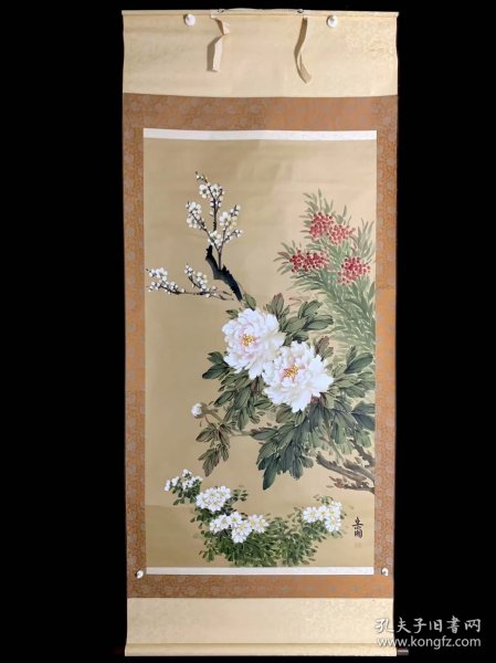 【手绘】《四季花》7472书画挂轴日本回流茶道茶室字画真迹