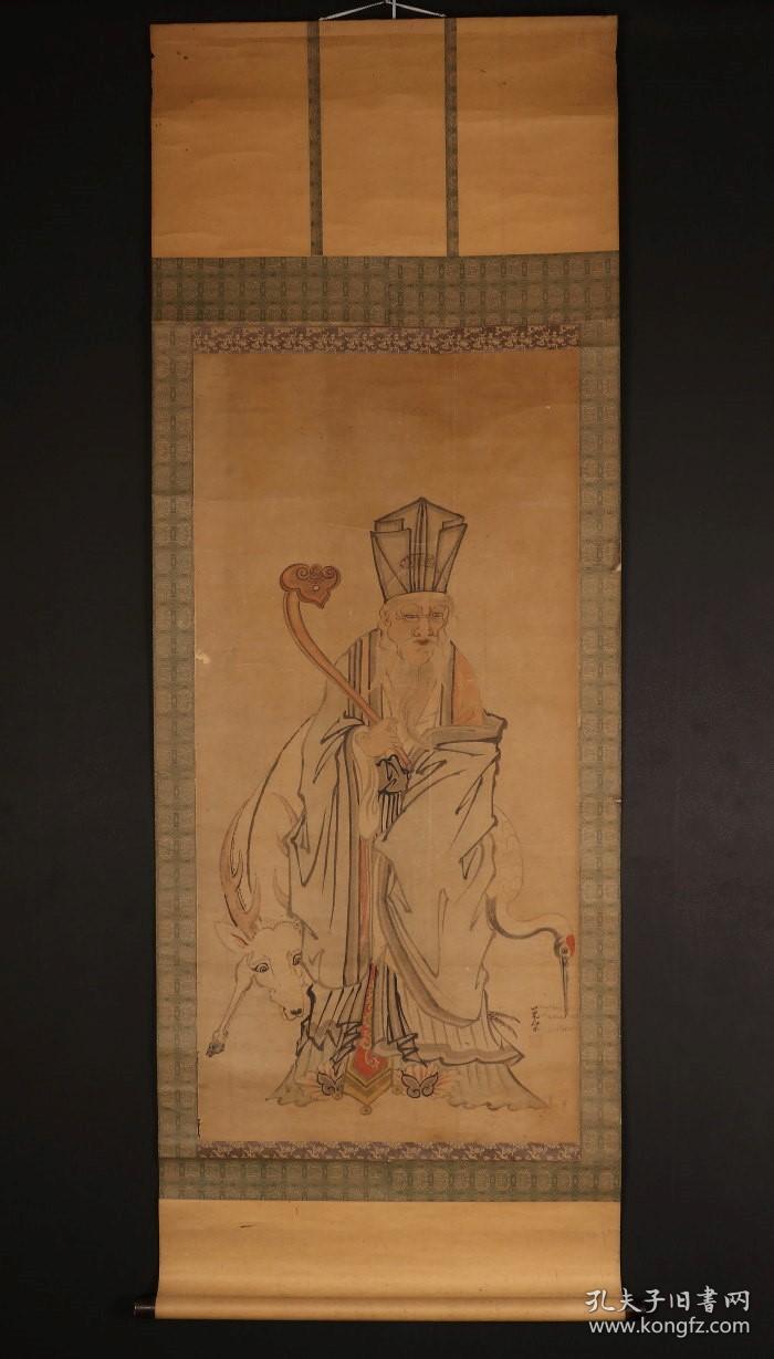 【手绘】清代白鹿寿老人6427回流老字画书房茶室中古真迹