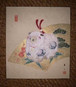 【手绘】小品字画3904日本回流色纸中古书画书房茶室茶道摆件收藏