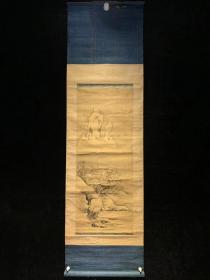 日本回流老字画清代绢本水墨山水4087中古真迹书画