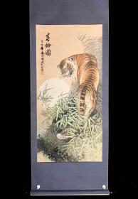 【手绘】《猛虎图》7242书画挂轴日本回流茶道茶室字画真迹