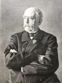 【百元 包邮】《德国俾斯麦王子》（fürst Bismarck） ；1894年，木刻版画 ，纸张尺寸约41×29厘米