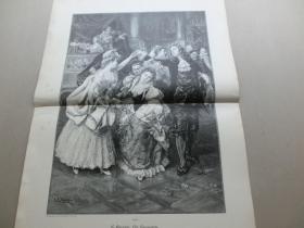 【现货 包邮】《马赛的法兰多拉舞》（Die Farandole）爱德华多·莱昂加里多（Eduardo León Garrido）绘画作品。法兰多拉”舞，是来自法国下普罗旺斯省，有人认为它来自希腊 。1886年；巨幅木刻版画，纸张尺寸约56*41厘米