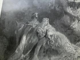 【现货 包邮】《唐豪瑟和维纳斯》（Tannhäuser und Venus），1890年；平板印刷版画，纸张尺寸约41*29厘米