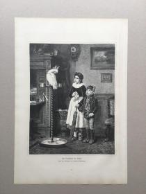 【现货 包邮】1879年大幅木刻版画《 医生休息室的三位密友 》（Im Vorzimmer des Arztes）出自19世纪德国画家，弗里德里希·彼得·希德曼（Friedrich Peter Hiddemann，1829–1892）的油画作品，尺寸约40.8*27.5厘米