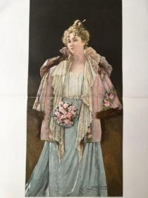 【现货 包邮】《女神范儿》（Die Königin der Saison） ；1890年 ，套色木刻版画，纸张尺寸56×41厘米