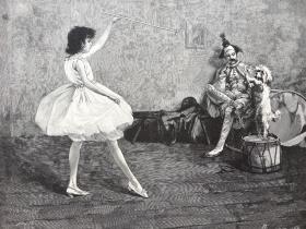 【现货 包邮】《舞蹈课》（Tanzunterricht）；1889年，木刻版画，纸张尺寸41×29厘米