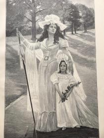 【现货 包邮】《母与女》（Die Ausgewiesenen）；1887年，木刻版画，纸张尺寸41×29厘米