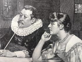 【现货 包邮】《故事的开篇》(Der Anfang eines Romans），1886年，木刻版画，纸张尺寸41×29厘米
