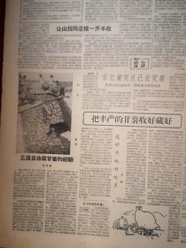 人民日报1959年10月8日8版全，毛主席刘少奇出席东德国庆招待会照片，新乡七里营公社送棉花照片，社论《力争提前十天到十五天完成今年工业生产计划》，记新中国十年铁路建设，中梁山煤矿建成，开滦七座洗煤厂投产，萧山棉纺厂一期完工，常德建成棉纺织厂，岑溪县幸福之路公社施肥照片，新宾县副业收入增加，新乐县行唐公社62庄队张新泽事迹，五莲县收藏甘薯的经验，萧肃庞均画作，乔冠华杨秀峰吴黎平史良冰心文章