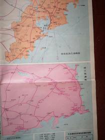 （旧地图）青岛市商务交通旅游图（中英文对照） 2开一张 52X75Cm，1992一版一印，青岛市企事业单位介绍及通讯录