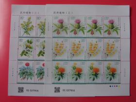 2023-20 药用植物（三）特种邮票， 完整 大版，两版同号，全新，香味印刷