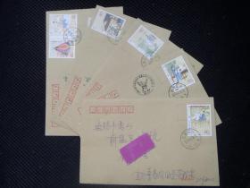 2003-20梁山伯与祝英台特种邮票，首日原地实寄封，祝英台故乡宜兴原地，5枚全