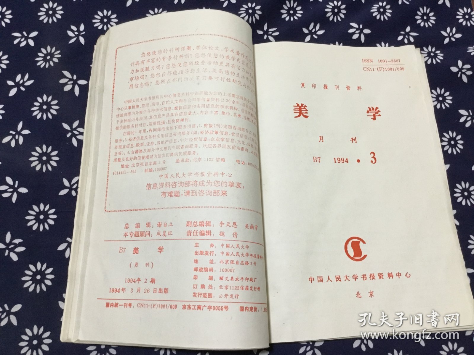 复印报刊资料 美学 月刊 B7 1994.1~6