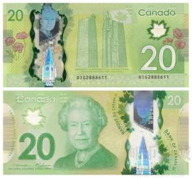全新加拿大20元 塑料钞 号码随机