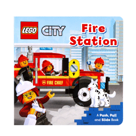 Lego Fire Station A Push, Pull and Slide Book英文原版绘本现货 乐高消防站 机关操作书 乐高生活系列推拉活动玩具书 纸板书