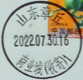 实寄片 盖销 山东章丘-商业城（收寄）1  2022.07.30 日戳