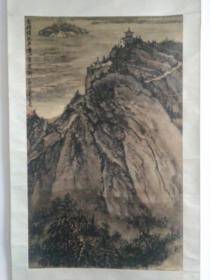 马学长国画山水武汉东湖磨山朱碑亭，绢本，立轴原裱，品见描述包快递发货。