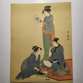 日本回购古美术；名家浮世绘画，古艺术 29cmx22cm   （32）