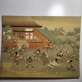 日本回购古美术；名家浮世绘画，古艺术 29cmx22cm   （31）