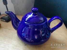 洒蓝釉小茶壶漂亮漂亮