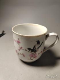 喜鹊梅花瓷杯茶杯旧茶杯