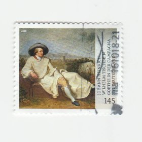 2018年德国邮票 画作‘歌德在平原’3.9*3.3cm