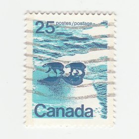 1979年加拿大邮票 北极熊（重影版） 2.4*3cm 3