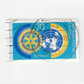 1987年德国邮票 扶轮社国际大会 4.3*2.6cm