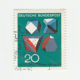 1968年德国邮票 矿石晶体 2.8*3.3cm 2