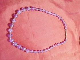 仿水晶紫色塑料多棱珠子间银色小珠项链颈链胸颈饰 女士美妆饰品