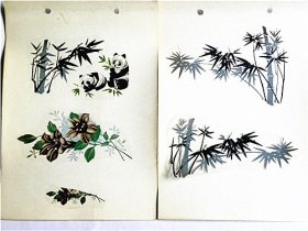 1983年太原市印刷厂贴花车间—瓷器.器皿熊猫塑料贴纸样本稿二张（10）