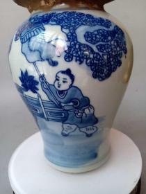 乡下收的清代传世青花瓷人物罐          ·