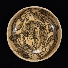 磁州窑龙纹盘，7.5×30.5，价格:1800