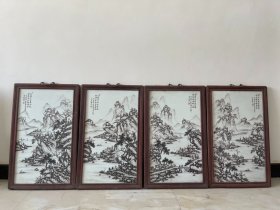 民国珠山八友汪野亭墨彩山水瓷板61×38厘¥